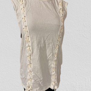 POL White Lace up Sleeveless Shirt 4277 NWT Boutique